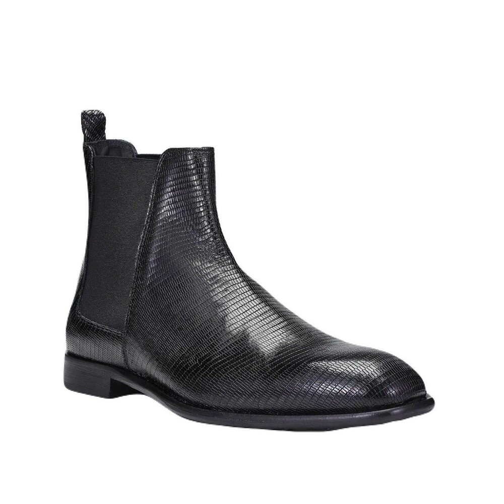 NEW Donald Pliner Roscoe Mens Size 11 Pull-On Black Snake Embossed Chelsea Boots